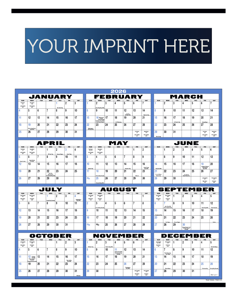 Display-A-Year Calendar - Blue