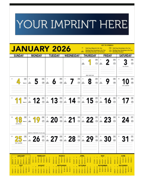 Contractor Memo Calendar - Yellow & Black