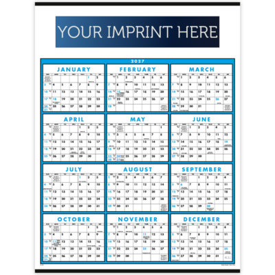 Span-A-Year Calendar - Blue - Non-Laminated