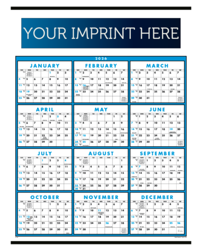 Span-A-Year Calendar - Blue - Non-Laminated