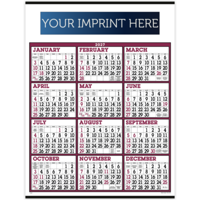 Big Numbers Span-A-Year Calendar
