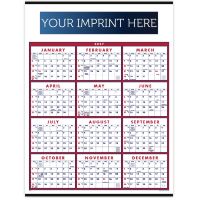 Span-A-Year Calendar - Red - Non-Laminated