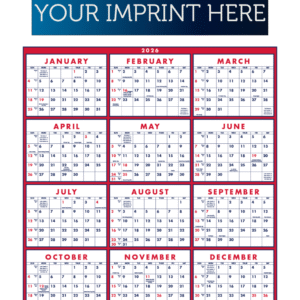 Span-A-Year Calendar - Red - Non-Laminated
