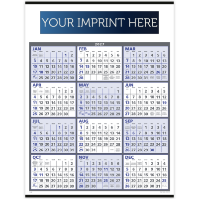 Span-A-Year Calendar - Blue & Gray - Non-Laminated