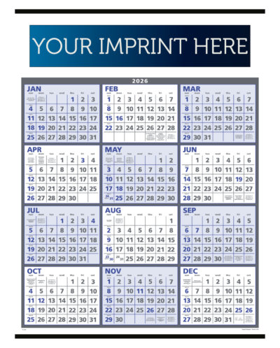 Span-A-Year Calendar - Blue & Gray - Non-Laminated