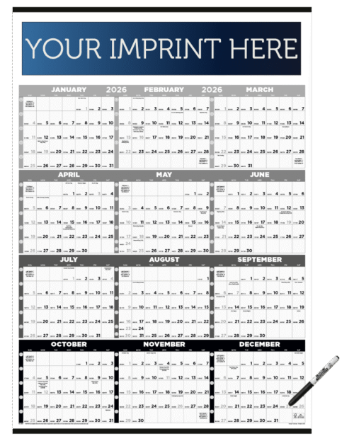 Time Management Span-A-Year - Black & White - Non-Laminated