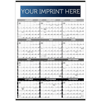 Time Management Span-A-Year - Black & White - Non-Laminated