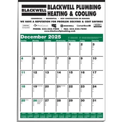 Memo Minders Multi-Sheets Calendar - Green & Black