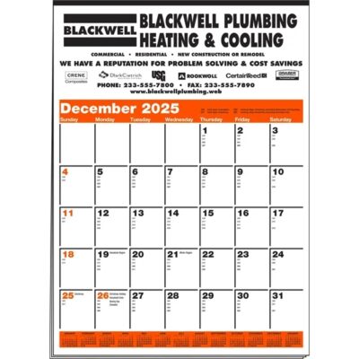 Memo Minders Multi-Sheets Calendar - Orange & Black