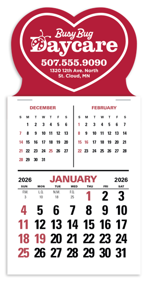 Press-N-Stick Calendar - 3-Month Vertical