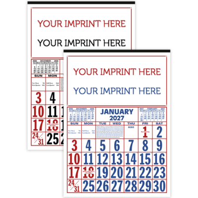 S&K Commercial 12 Sheet Calendar - Bold Numbers
