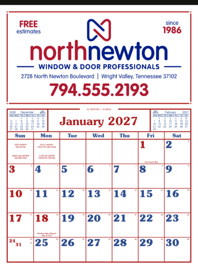 S&K Commercial 12 Sheet Calendar - Bold Numbers with Room to Write