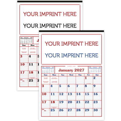 S&K Commercial 12 Sheet Calendar - Bold Numbers with Room to Write and Ruled Lines
