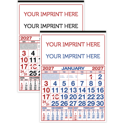 S&K Commercial 12 Sheet Calendar - Bold Numbers with 3 Month Display