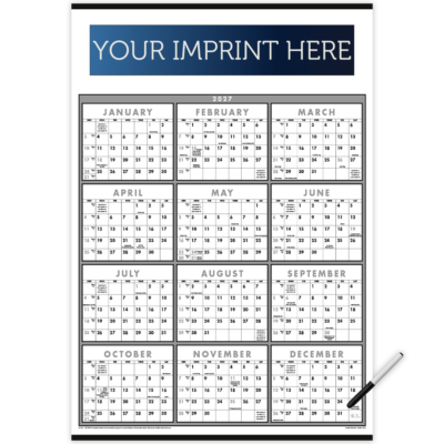 Span-A-Year Calendar - Black & White - Laminated