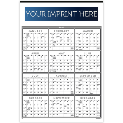 Span-A-Year Calendar - Black & White - Non-Laminated