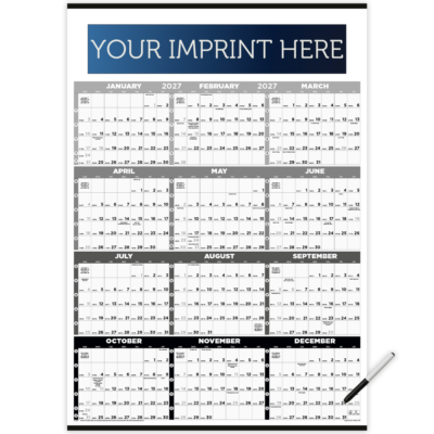 Time Management Span-A-Year - Black & White - Laminated